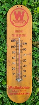 Rare Vintage Antique Wood Advertising Thermometer Westinghouse Sign Old Gas Oil - Photo 1/4