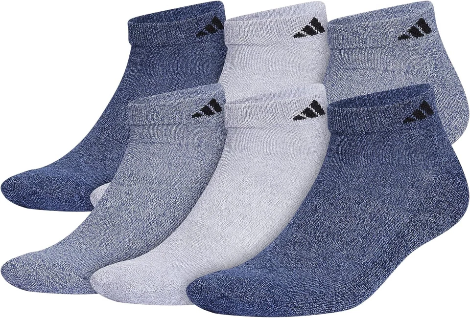 adidas Men's Cushioned Athletic Low Cut Socks Heather Grey/black Size 6.0 B9yu