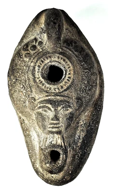 ÉGYPTE ANCIENNE LAMPE à HUILE ISIS HATHOR TERRE CUITE ÉP PTOLÉMAIQUE -50 av JC - Photo 1/4
