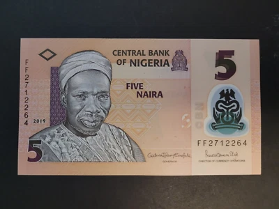 2019 Nigeria 5 Naira Central Bank of Nigeria Bank Note - Image 1 of 2