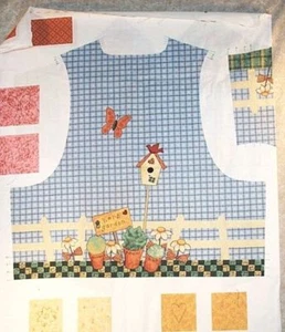 Crafts Fabric Sewing Vest Garden Angel Blue Birds Houses - Picture 1 of 2