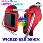 Wicked Red Denim Lower Vented Fairings Fit Harley 14+ Electra Road Street
