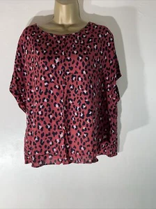 Womens Peacocks Plus Size Uk 20 Brown Mix Animal Print Casual Blouse Shirt Top - Picture 1 of 6