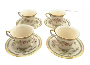 Lenox USA, Morning Blossom Pattern Set of 4 Cup & Saucer Sets - Picture 1 of 7