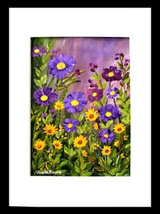 Pintura Floral Original en Tarjeta Blanca Montaje "Pretty Garden" A4 por Judith Rowe - Imagen 1 de 1