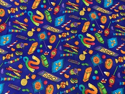 Tela de edredón de algodón Scaredy Cats KidStuff, Cheri Strole colorida caramelo/azul por comprar Foto 1 de 4