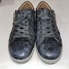 Biza Aztec 2013410/ Navy Embossed Leather Sneaker With Side Zipper