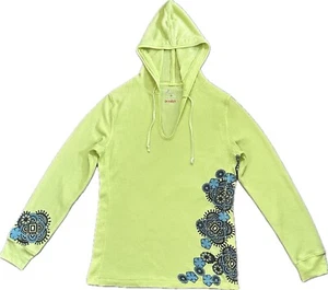 Title Nine Long Sleeve Waffle Thermal Hoodie Top Shirt Lime Green Size Medium - Picture 1 of 3