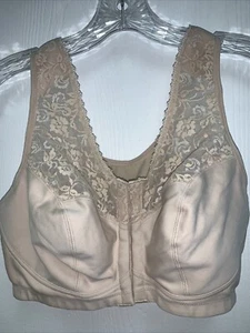 DELIMIRA Front Closure Bra Full Coverage Wirefree Lace Plus Size Racerback 38D - Picture 1 of 5