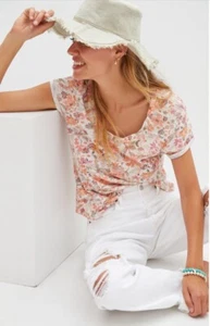 NWT Anthropologie Pilcro Summertime Tee Top Size Small - Picture 1 of 10
