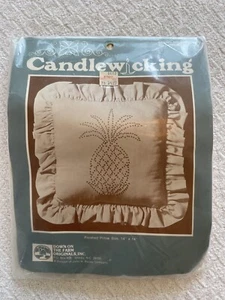 NUEVO Kit de almohada absorbe velas piña bienvenida Needlecraft años 80 vintage 14x14 - Imagen 1 de 3
