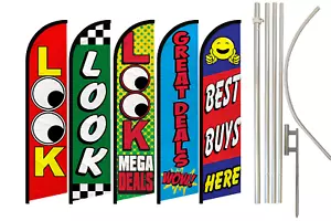 Advertising Dealership Full Curve Windless Swooper Flag & Pole Kit Promotional - Picture 1 of 14