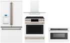 GE Café Matte White Kitchen with 30" Electric Range and French Door Refrigerator