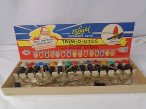 Vintage Sears, Roebuck 15 Christmas Light Set Trim-O-Light- Near Mint -Works! - Picture 1 of 7
