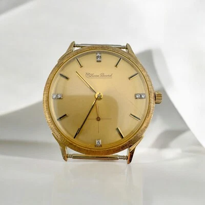 Vintage Lucien Piccard 10 Karat Gold Filled Mechanical Watch Diamond Markers - Image 1 of 4