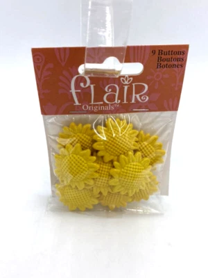 NEW Flair Originals Sunflower Garden 9 Pack Flower Shank Buttons - Image 1 of 2