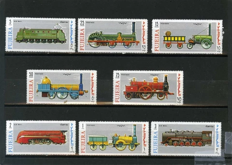 FUJEIRA 1969 LOCOMOTIVES SET OF 8 STAMPS MNH Cover