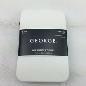 George Girls White Microfiber Tights Church Dance Layer Medium 7-10 - Picture 1 of 5