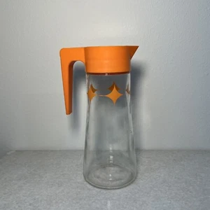 Vintage 1960s Mid Century Anchor Hocking "TANG" Pitcher Orange Atomic Starburst - Picture 1 of 7