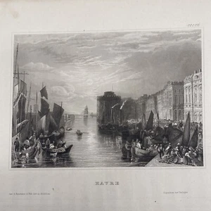 Antique 1800s Havre Engraving Print - Picture 1 of 5