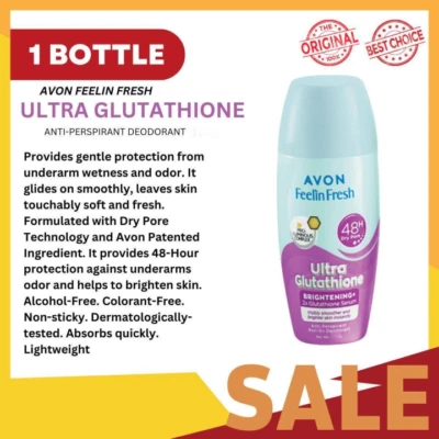  AVON FEELIN FRESH WOMEN'S DEODORANT ROLL-ON GLUTATHIONE 75ML - Image 1 of 2