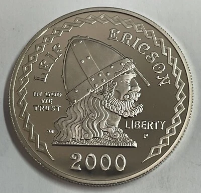 2000 Leif Ericson Millennium Commemorative Proof Silver Dollar  # - Image 1 of 2