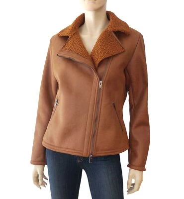 Chaqueta de motociclista AMS PURE talla 10 marrón caramelo imitación piel NUEVA Foto 1 de 4