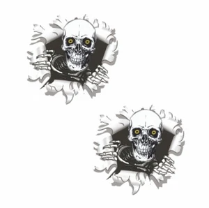Aufkleber Einschussloch 2 x 45 mm Motiv Totenkopf Sticker Tattoo Styling Motorr - Bild 1 von 1