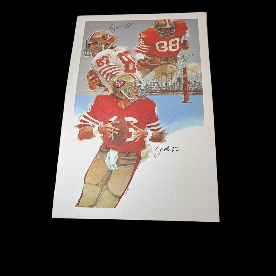 Joe Montana 49ers Cliff Spohn 1982 Pintura Litografía Taco Bell Dr. Pepper 18"x11" Foto 1 de 4