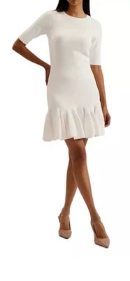 Vestido Ted Baker Alzann Mini Patinador Marfil Blanco Nuevo con Etiquetas Elige Talla $295 Foto 1 de 4