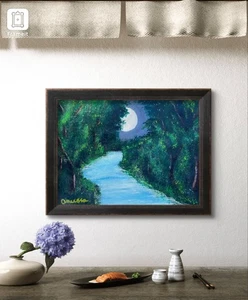 Original "Midnight Stream" 9x12 Canvas Expressionism Abstract Design Home Art - Picture 1 of 8