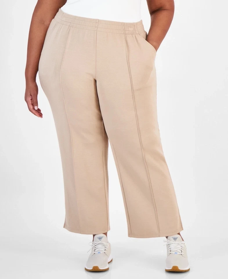 Pantalones deportivos ID Ideology talla grande tiro alto pierna ancha, orgánico bronceado arena, ¡NUEVOS CON ETIQUETAS!  1X Foto 1 de 1