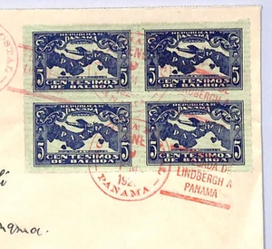 PANAMA Air 1928 FDC 5c Block{4} *LINDBERGH* FLYING TOUR First Day Cover XF101 - Picture 1 of 9