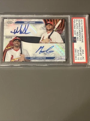 Matt Carpenter Matt Adams 2015 Topps cromo doble autógrafo rojo #3/5 PSA 10 AUTO Foto 1 de 2