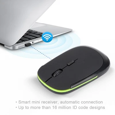 Ultra Thin 2.4G 1200DPI USB Wireless Mouse Ergonomic Optical Positioning Mouse F - Image 1 of 4