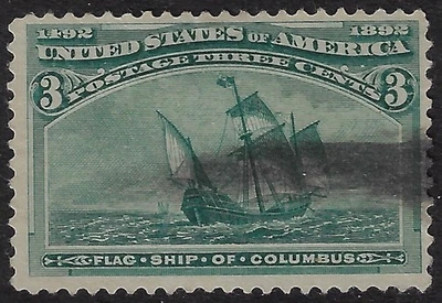 US Scott 232 Columbian 3c, used,  CV $15.   F-VF centering,  (a7287b - Image 1 of 3