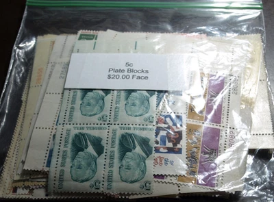 5 CENT PLATE BLOCKS WITH FACE VALUE OF $20.00 MINT NEVER HINGED - Image 1 of 2