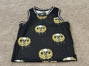RF Marke Herren schwarz Mesh Totenkopf/Smiley Gesicht Tank Größe Medium Neu mit Etikett - Bild 1 von 6