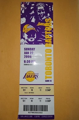 KOBE BRYANT  81 POINTS GAME TICKET FROM LAKERS VS RAPTORS ON 1/22/06 - Image 1 of 2