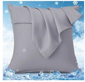 ATsense Kühlende Kissenbezüge 80x80 cm – 2er Set Dunkelgrau, 100% Lyocell - Bild 1 von 8