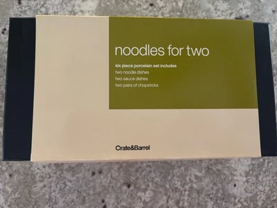 NEW Crate&Barrel Porcelain Noodles for Two Dishes with Chopsticks - Image 1 of 4