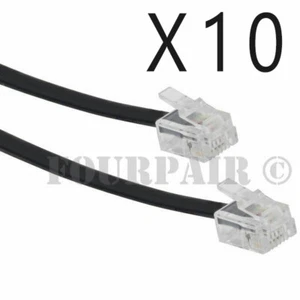 10 Pack Lot - 7ft Telephone Line Cord Cable 6P4C RJ11 DSL Modem Fax Phone Black - Picture 1 of 2