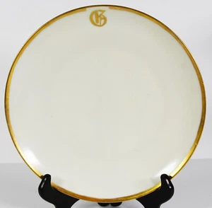 Placa de porcelana de 8" Zdekauer Austria monograma dorado elegante decoración de pared de cabina - Imagen 1 de 4