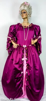 Vestido de disfraz XXL colonial francés del siglo XVI borgoña/rosa Foto 1 de 4