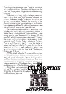 1976 Walter Cronkite Dan Rather foto ""Celebrazione del Bicentenario"" CBS stampa annuncio TV - Foto 1 di 1
