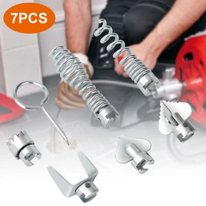 7X Cutter Set Drain Cleaner Plumbing Snake Cable Auger Clog Sewer Unblocker Tool - Picture 1 of 9