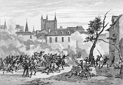 GUERRE de VENDÉE: ATTAQUE de NANTES (Mort de Jacques Cathelineau) - Gravure 19e - Photo 1/2