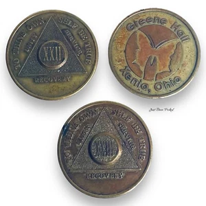3 AA Serenity Münzen - Greene Hall Xenia Ohio Alcholics Anonymous - Bild 1 von 2