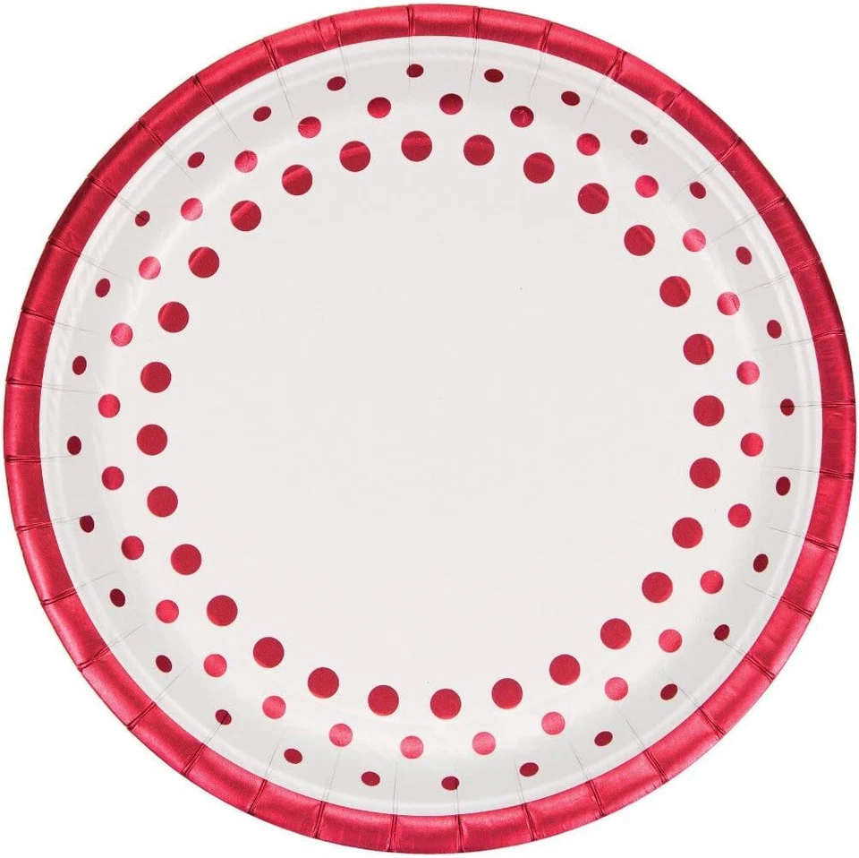 Sparkle & Shine Ruby Red Wedding Anniversary Party 9" Paper Dinner Plates - Image 1 of 1