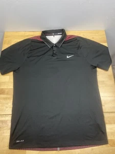 Nike Dri Fit Tiger Woods Collection Polo Shirt Mens L Black #9201 - Picture 1 of 8